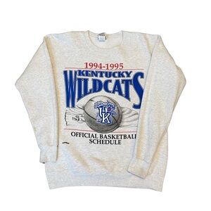 Kentucky Wildcats vintage Nutmeg Mills 94-95 basketball schedule sweatshirt Sz M